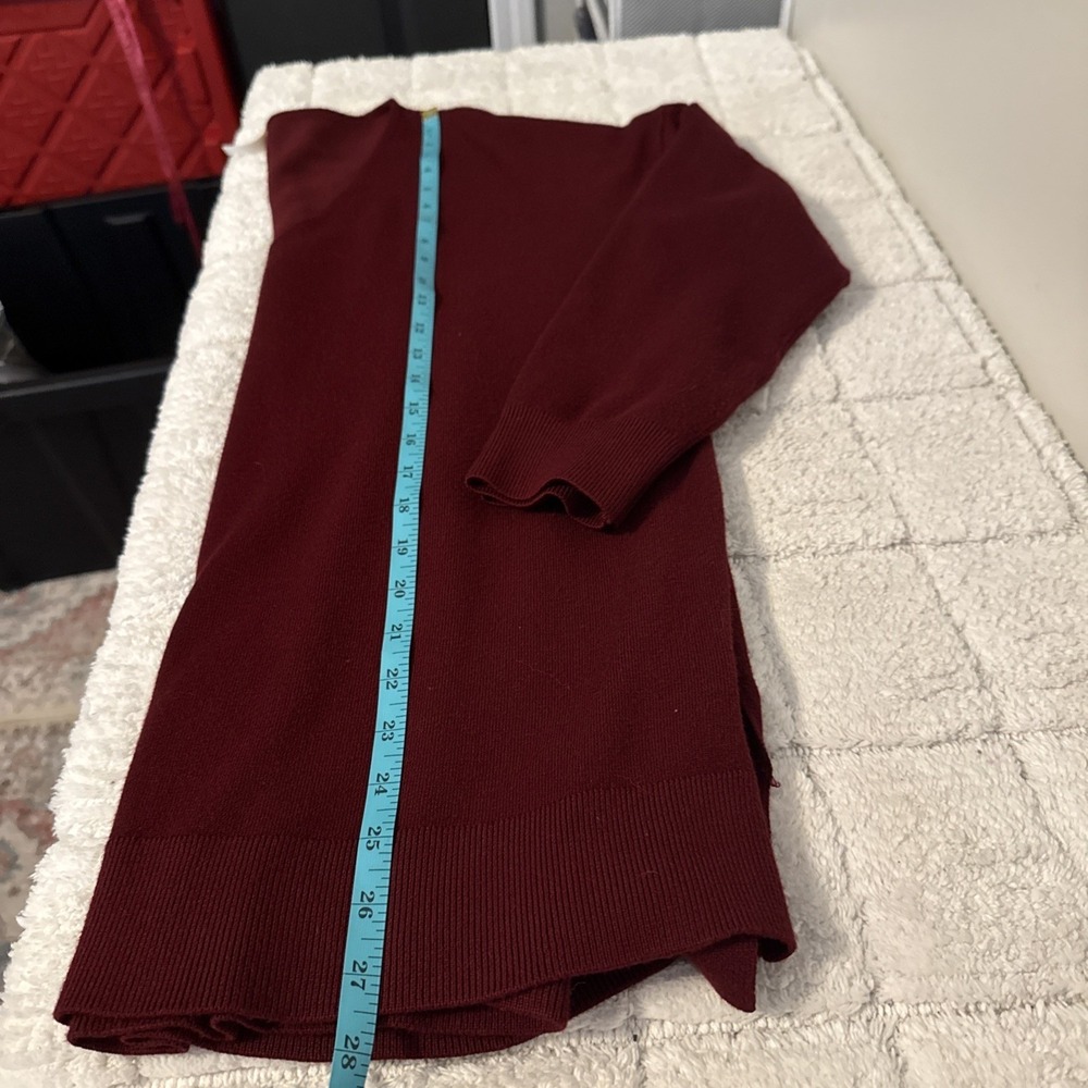 Womens Burgundy V-Neck Long Sleeve Tunic Sweater XL Casual Oversized Feminine - Picture 7 of 11